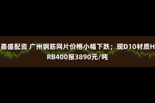 嘉盛配资 广州钢筋网片价格小幅下跌；现D10材质HRB400报3890元/吨