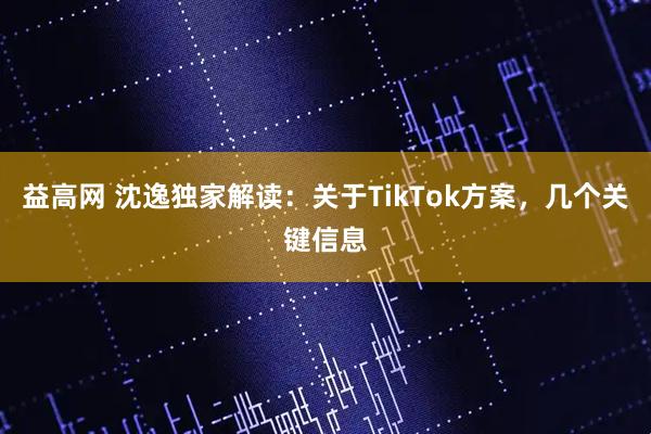 益高网 沈逸独家解读：关于TikTok方案，几个关键信息